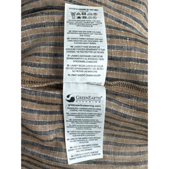 NWT Boden Linen Shirred Waist Camel and Black Lurex Stripe Wide Leg Trousers 4 - Picture 15 of 16